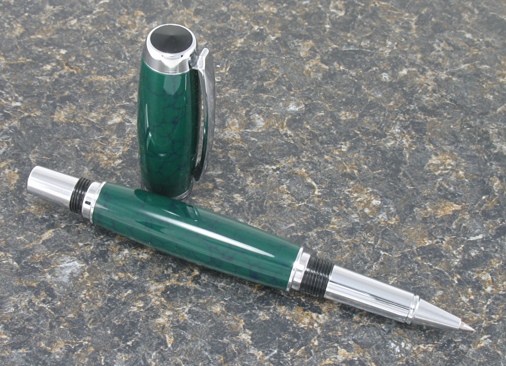 #1108 - Emerald Web Tru-Stone Rollerball Pen - Click Image to Close