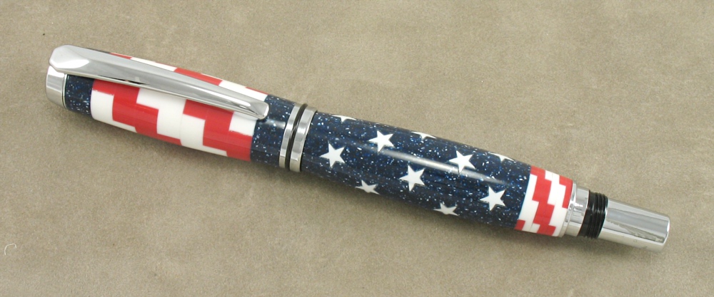 #1171 - Acrylic USA Flag Theme Rollerball Pen - Click Image to Close