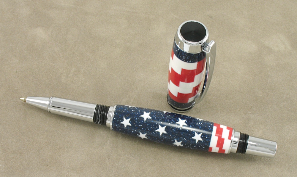 #1171 - Acrylic USA Flag Theme Rollerball Pen