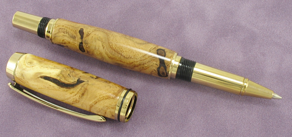 #1179 - Russian Olive Wood Burl Rollerball Pen - Click Image to Close
