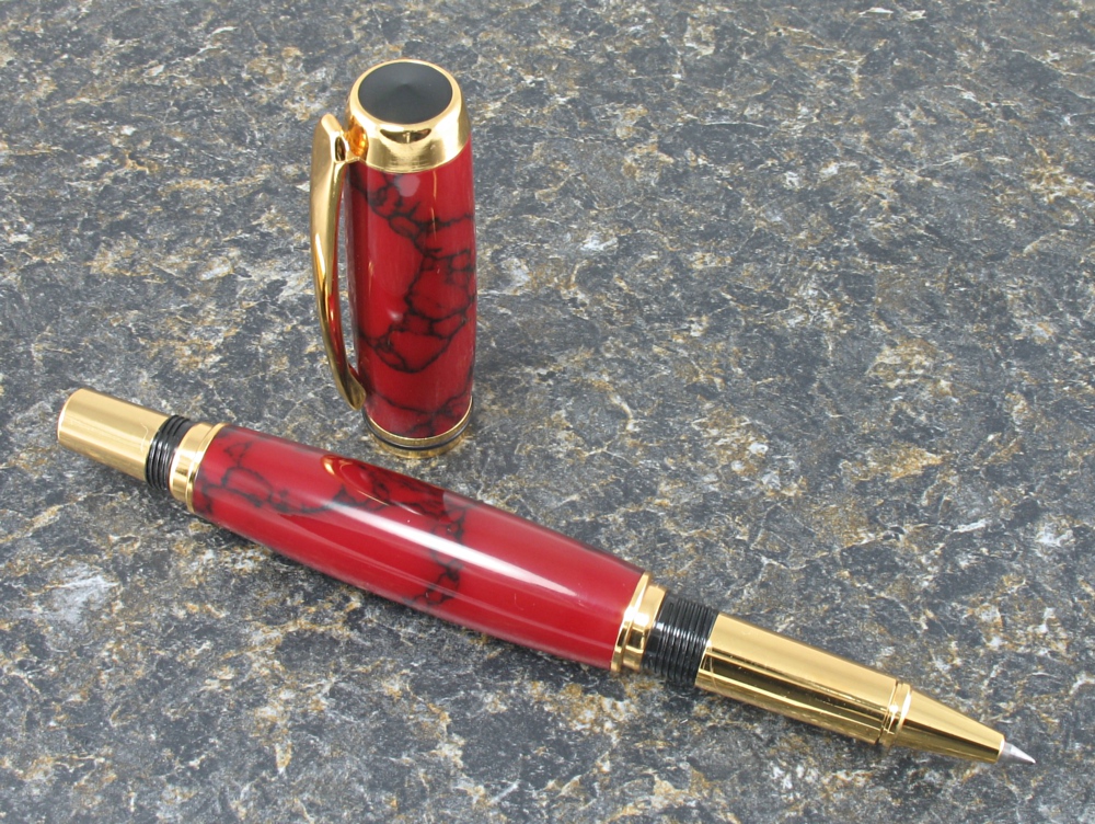 #1107 - Red Jasper Tru-Stone Rollerball Pen
