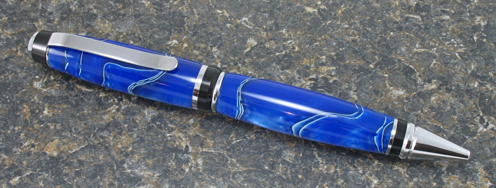 #1144 - Blue Mesh Swirl Acrylic Ballpoint Pen