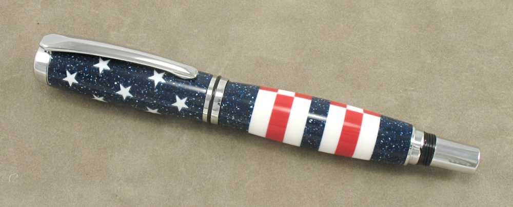 #1172 - Acrylic USA Flag Theme Rollerball Pen