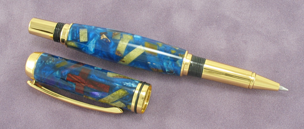 #1188 - Acrylic "Stained Glass Cross" Rollerball Pen